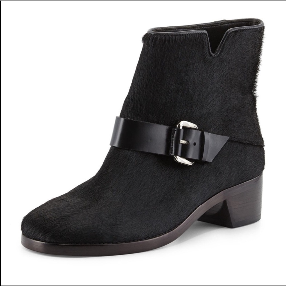 10 Crosby Derek Lam Charlotte Black Ankle Boots with Buckle Size 7M